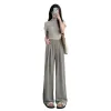 Pickle-colored wide-leg pants, high-waisted and slimming casual trousers Item Picture